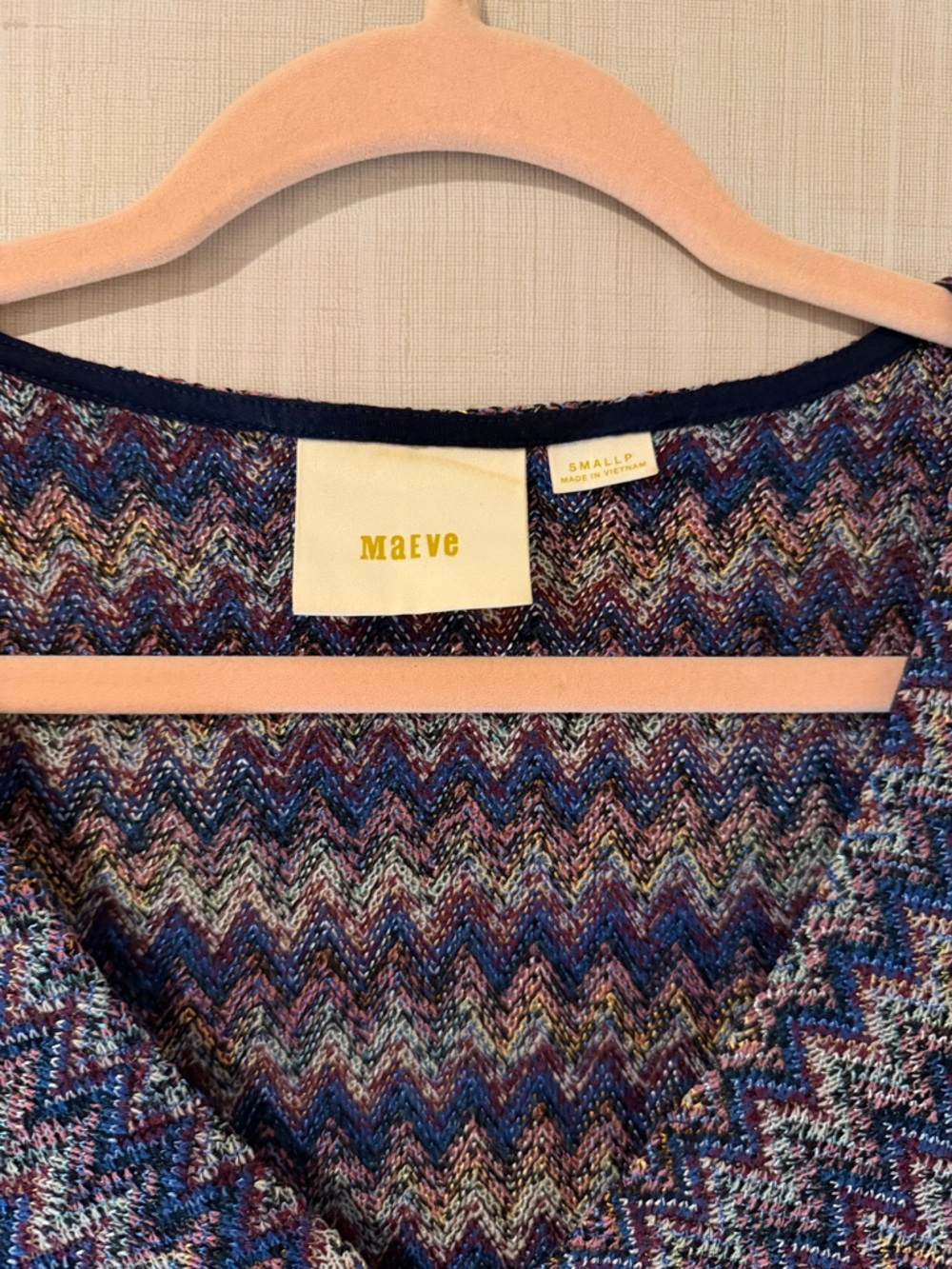 Anthropologie Maeve Westwater Drop Waist Sleeveless Chevron Knit Dress S Petite - Picture 4 of 5